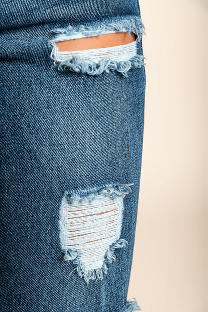 Jeans con dettagli strappati, blu