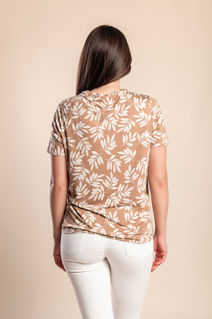 Camicetta stampata taglie forti, beige