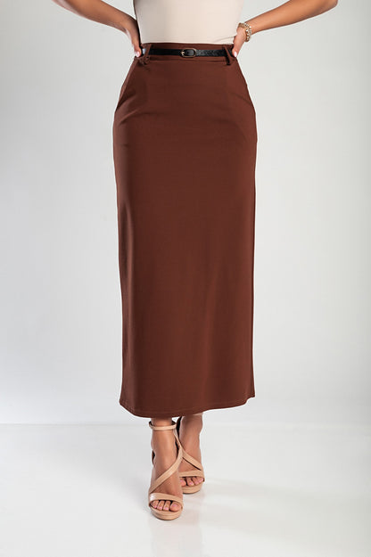 Gonna midi elegante, marrone