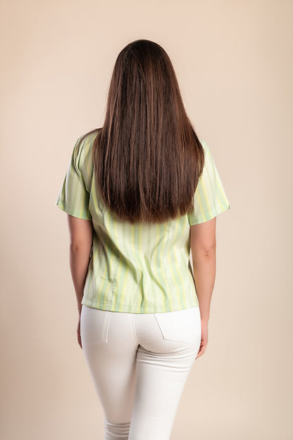 Camicia a righe, verde chiaro