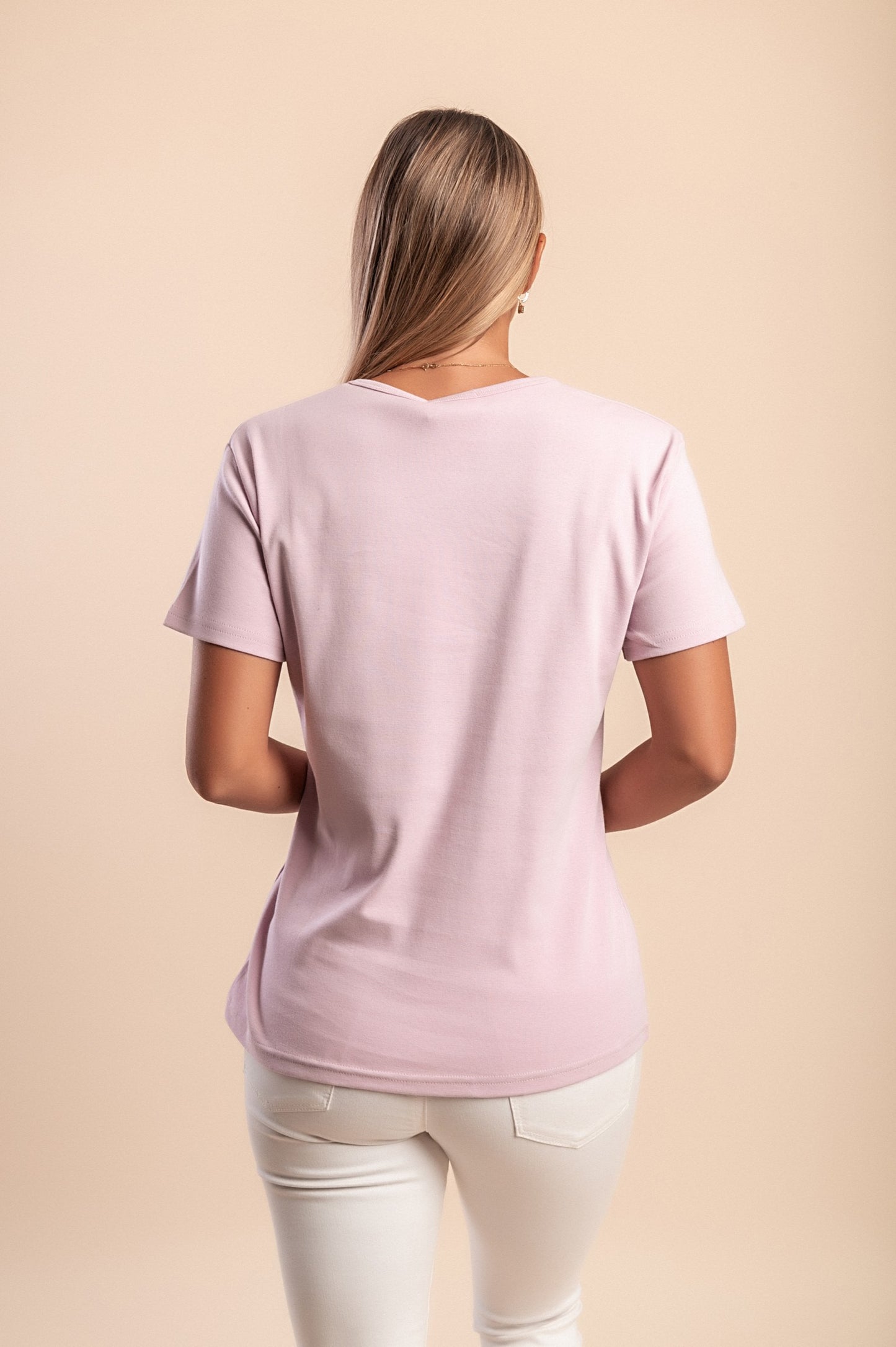 T-shirt in cotone con stampa, rosa chiaro