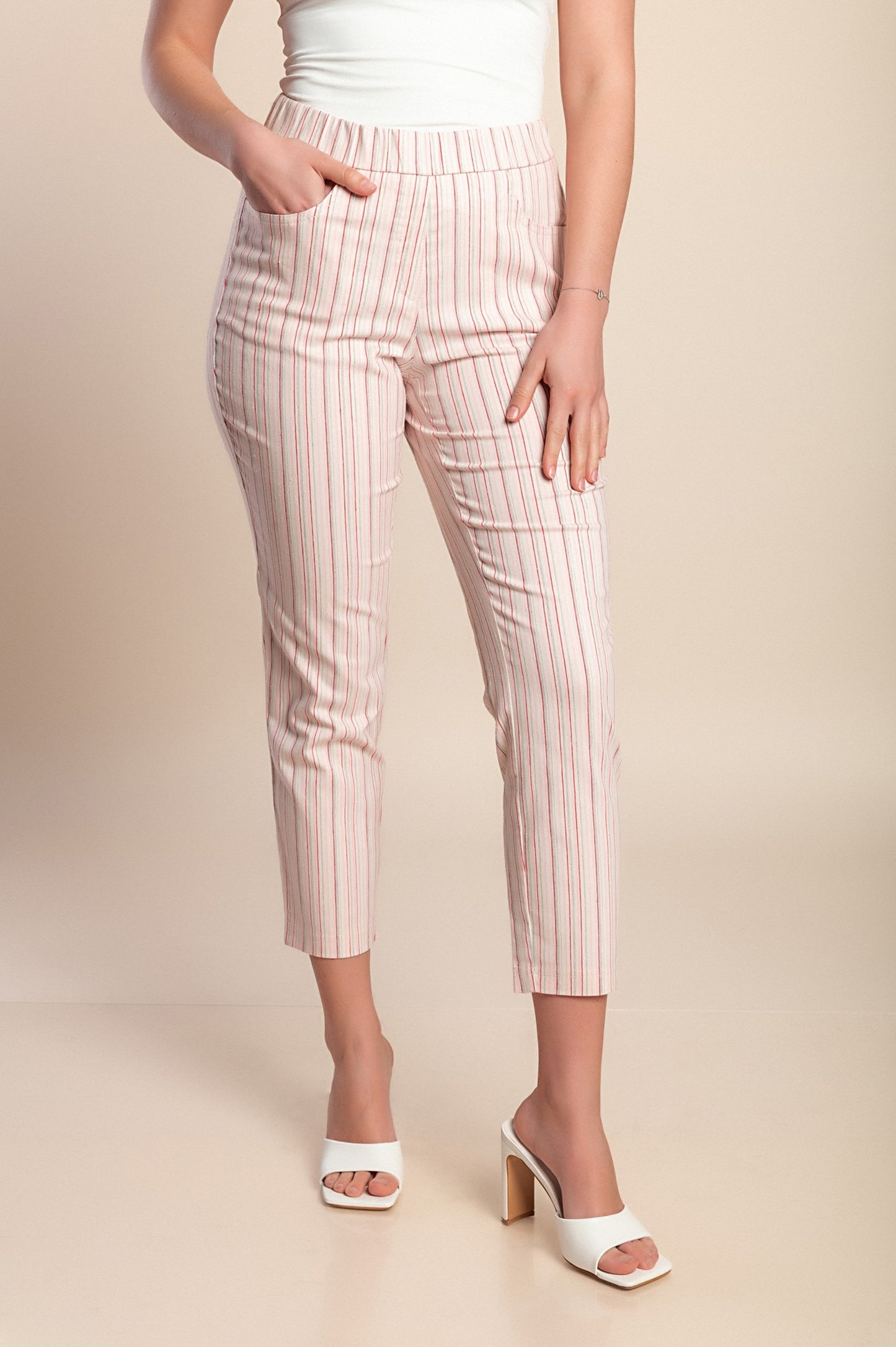 Pantaloni taglie forti 7/8, rosa chiaro