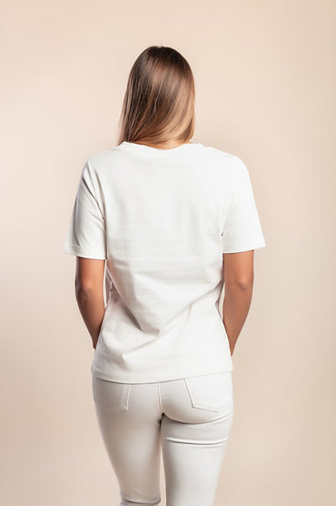 T-shirt in cotone con stampa, bianca