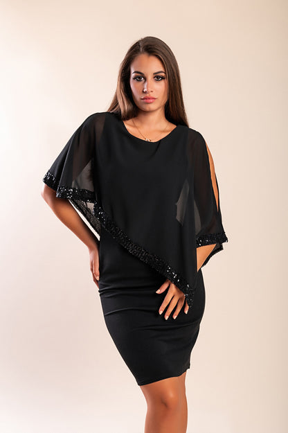 Vestito elegante con mantellina Arlet, bordo
