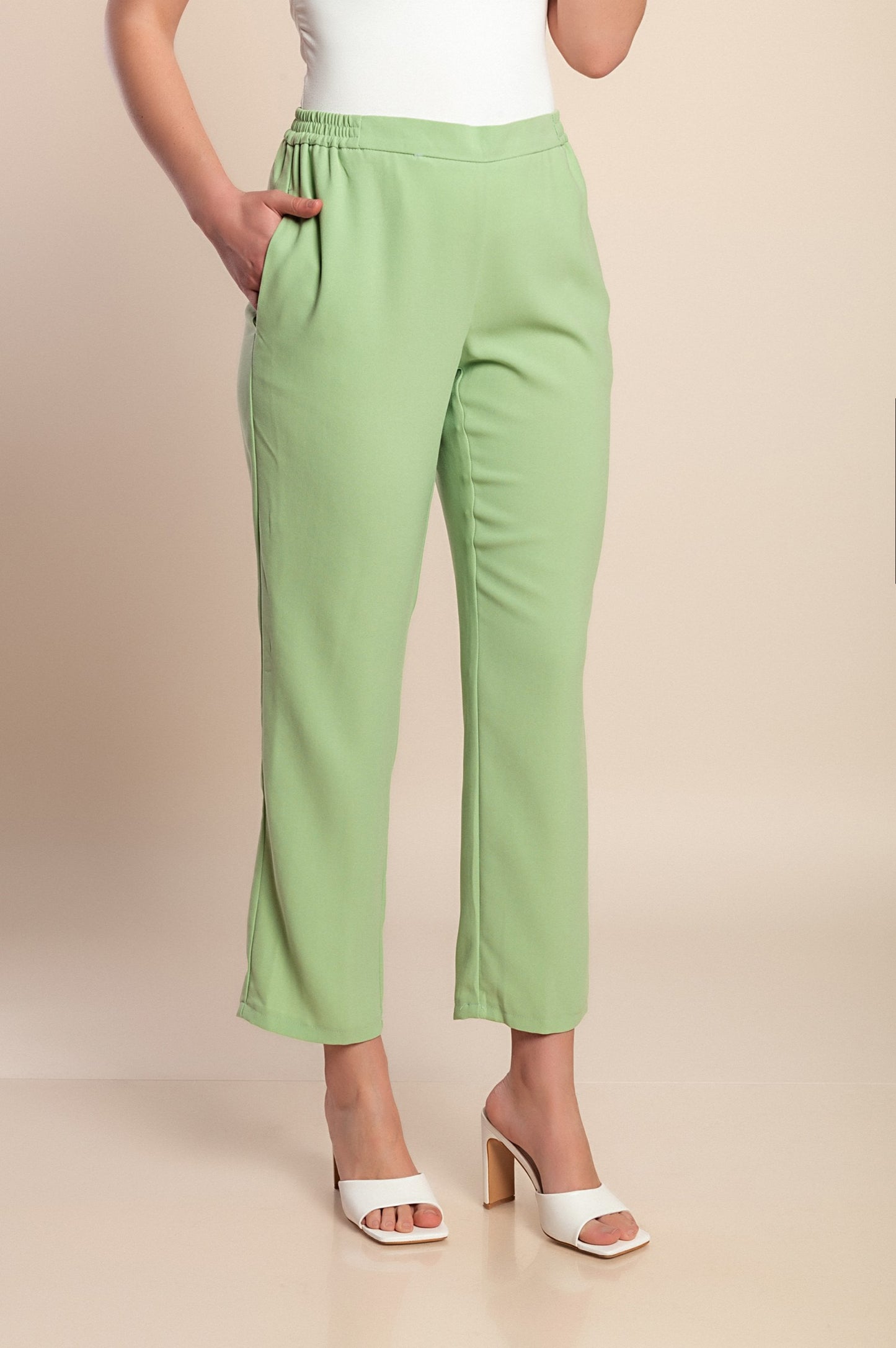Pantaloni taglie forti 7/8, verde chiaro