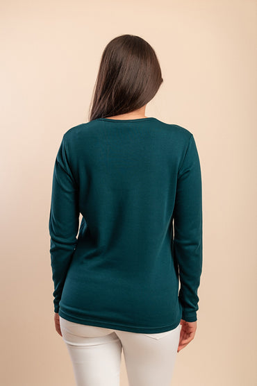 Maglia in cotone a maniche lunghe, verde