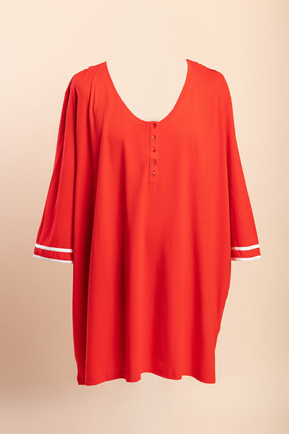 Top taglie forti con bottoni, rosso