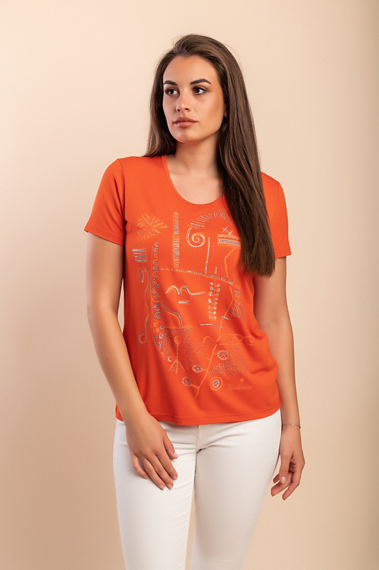 T-shirt stampata, arancione