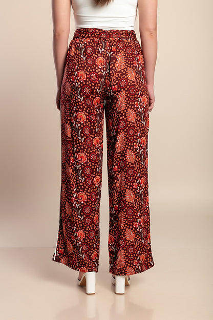 Pantaloni lunghi con stampa, bordeaux