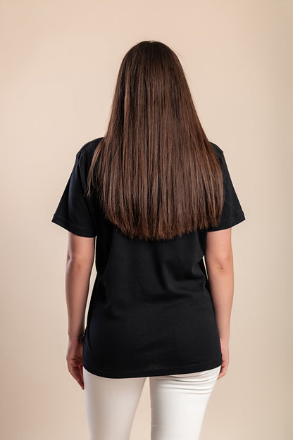 Maglietta girocollo taglie forti, nera