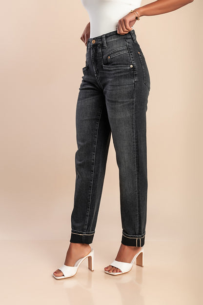 Jeans a vita alta, neri