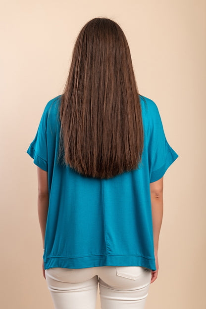 Maglietta girocollo, blu