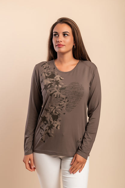 Maglia in cotone a maniche lunghe, beige