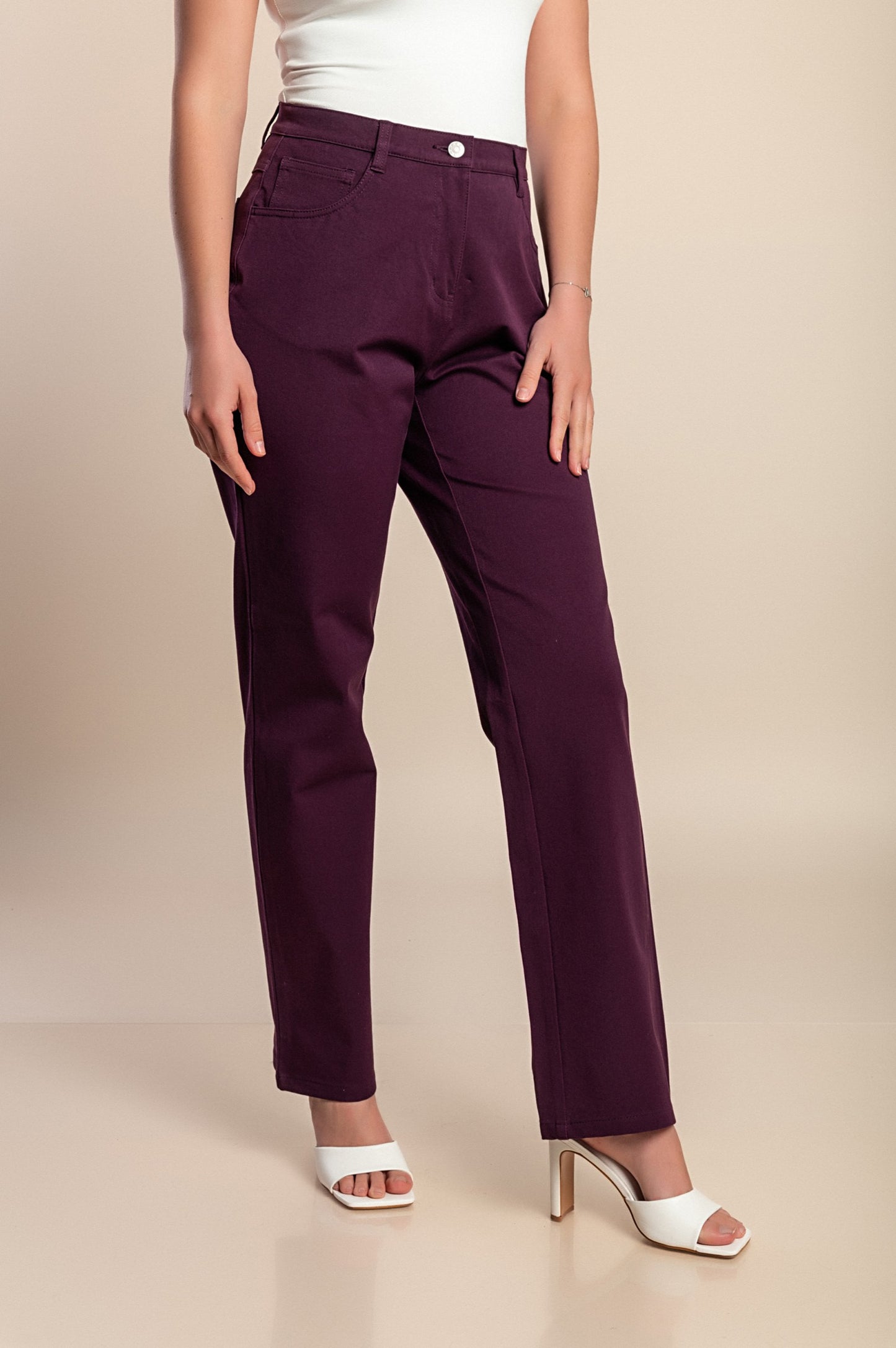 Pantaloni di cotone taglie forti, viola