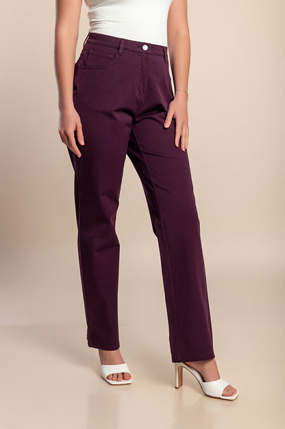 Pantaloni di cotone taglie forti, viola