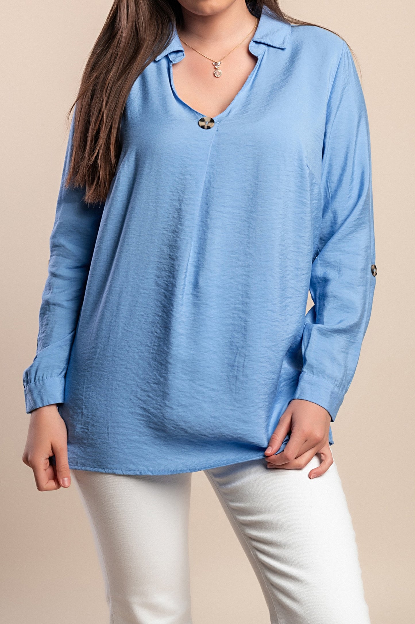 Camicetta taglie forti, azzurra