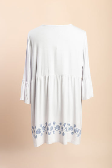 Abito taglie forti con stampa floreale, bianco