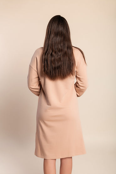 Abito midi ampio con maniche lunghe, albicocca