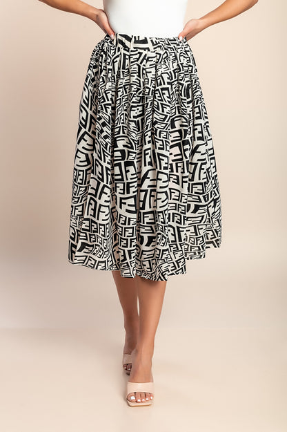 Gonna midi stampata, multicolore