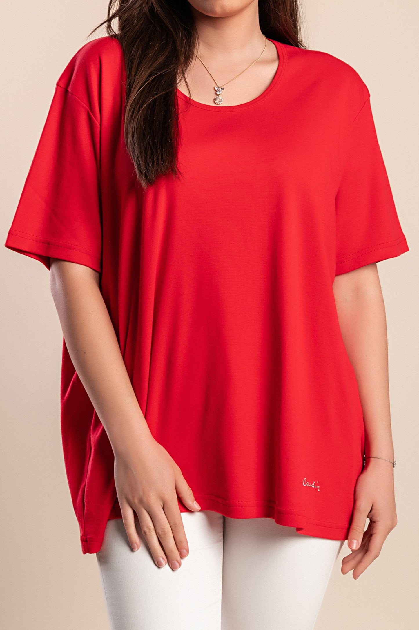 T-shirt con scollo tondo, turchese