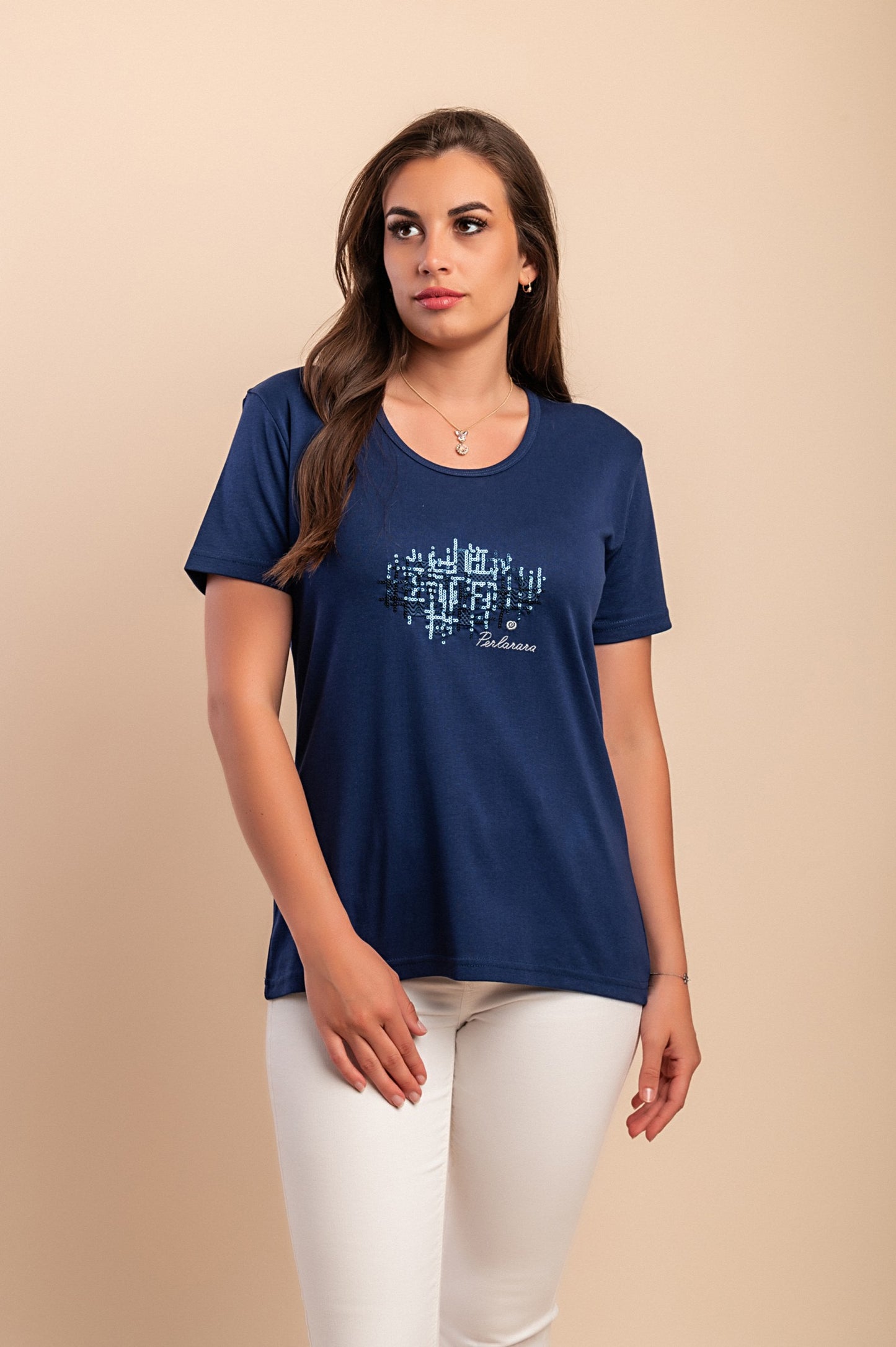 T-shirt in cotone con stampa, blu scuro