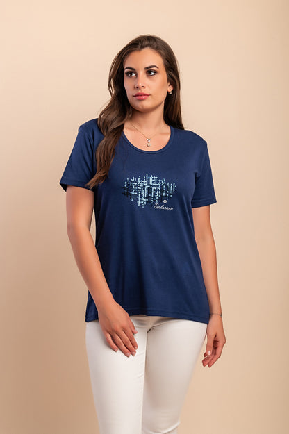 T-shirt in cotone con stampa, blu scuro