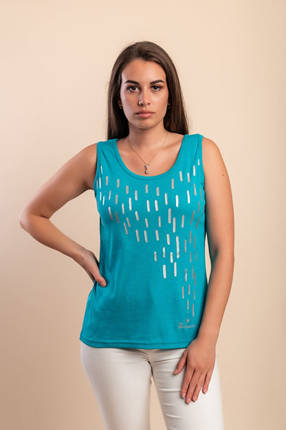 Top senza maniche in cotone, verde