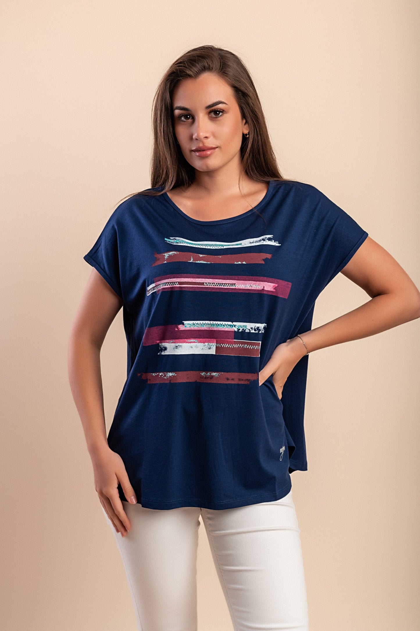 Maglietta con stampa, blu scuro