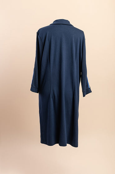 Abito midi taglie forti con colletto, blu scuro