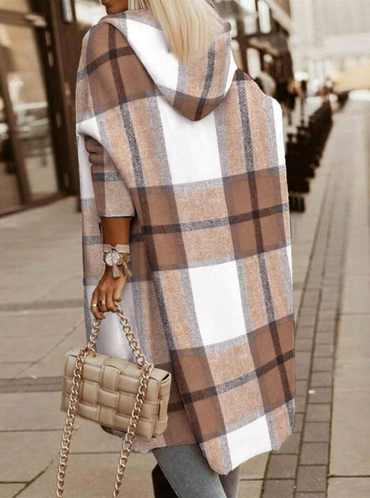 Cappotto a quadri, marrone