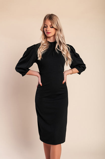 Abito midi con maniche a 3/4, beige