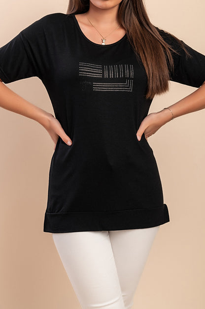 T-shirt in viscosa, nera