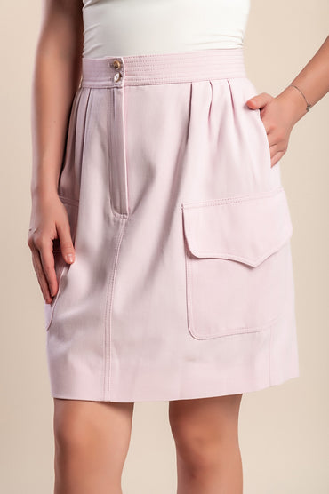 Minigonna in cotone con tasche, rosa