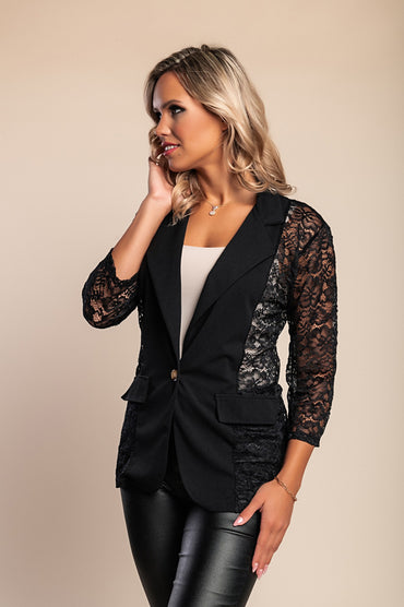 Blazer in pizzo, nero