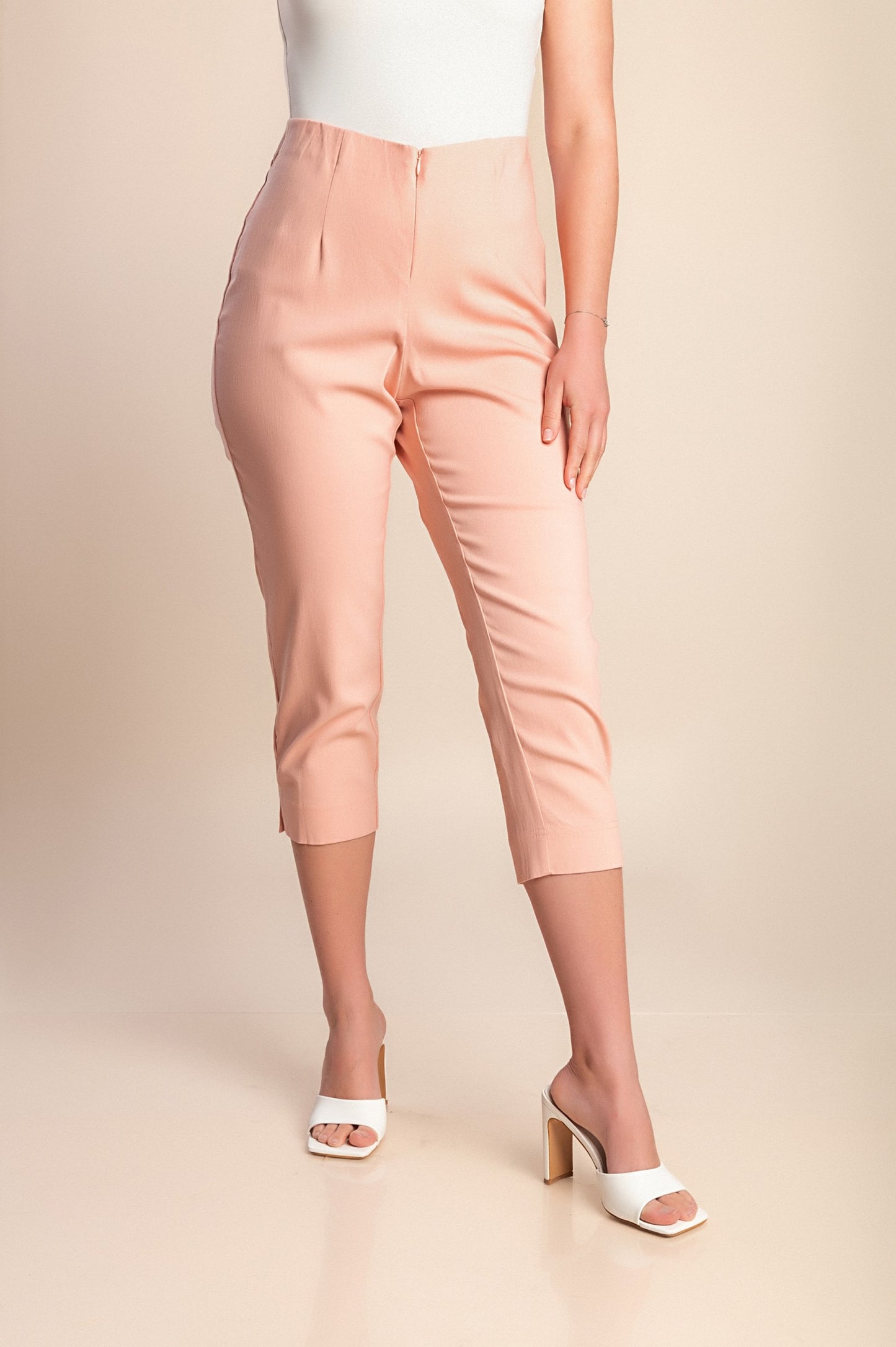 Pantaloni capri taglie forti, rosa