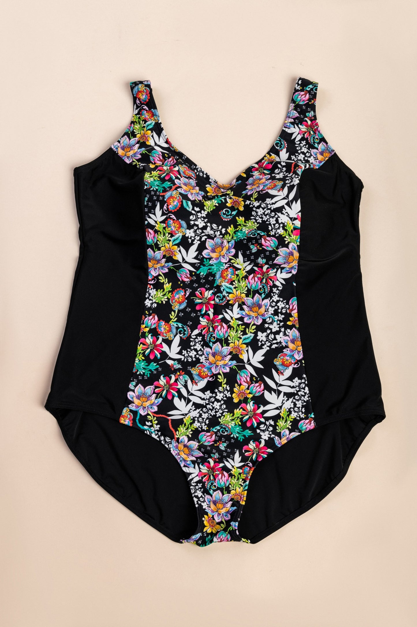 Costume da bagno stampato taglie forti, nero