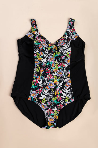 Costume da bagno stampato taglie forti, nero