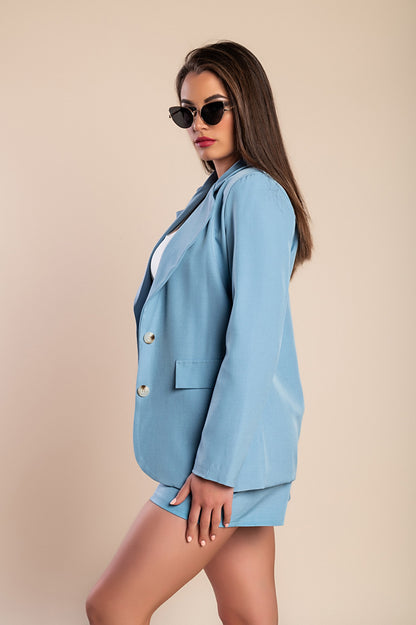 Completo giacca elegante e pantaloncini, blu