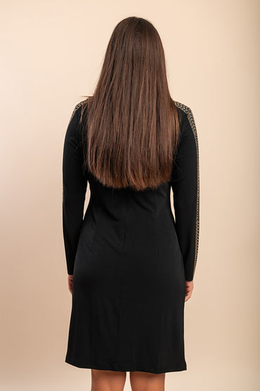 Abito midi con dettaglio decorativo, nero