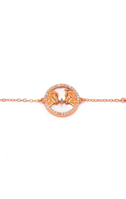 Bracciale con pendente, TWIN, oro rosa