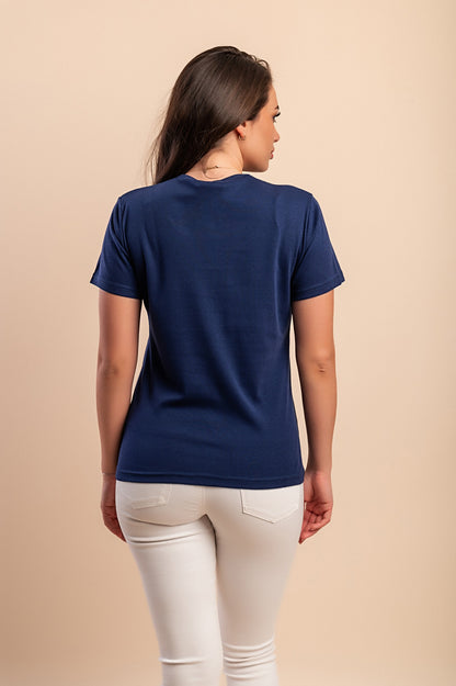 T-shirt in cotone con scollo rotondo, turchese