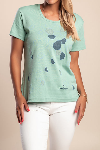 T-shirt in cotone con stampa, rosa