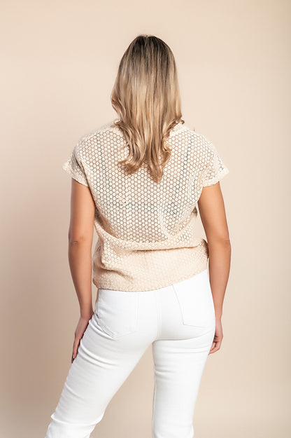 T-shirt in cotone con pizzo, bianca