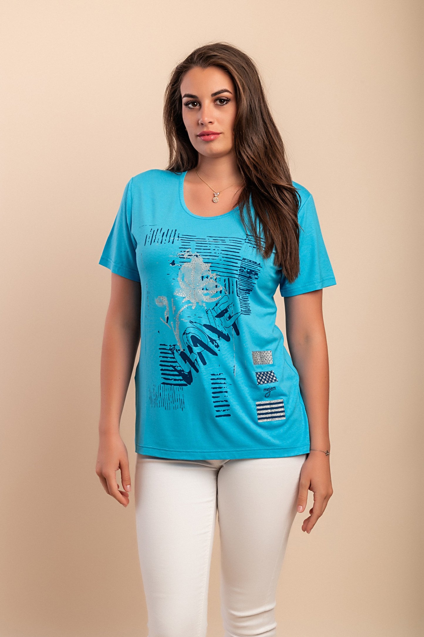 T-shirt stampata, azzurra