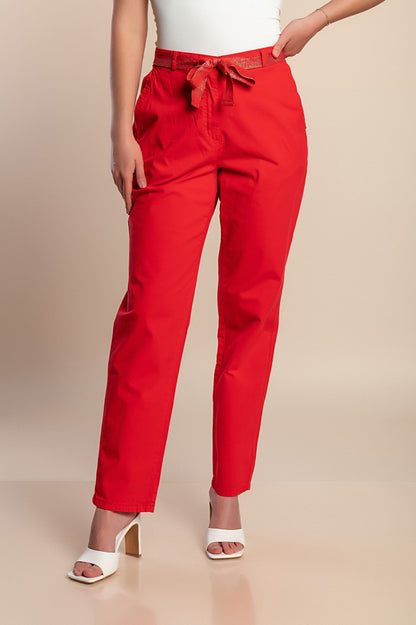 Pantaloni di cotone taglie forti, rossi