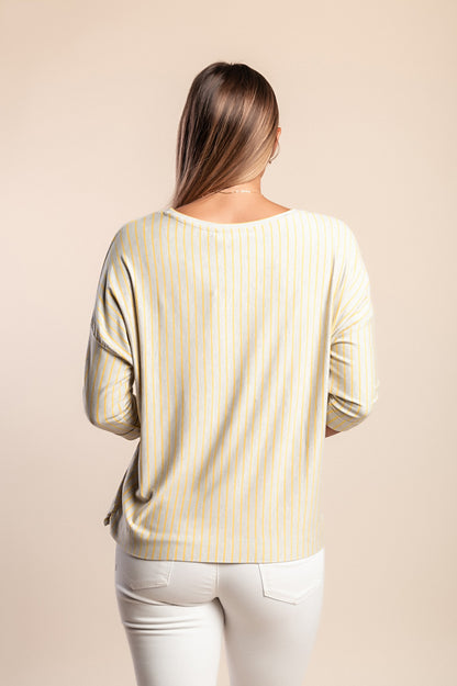 Top con stampa a righe, giallo