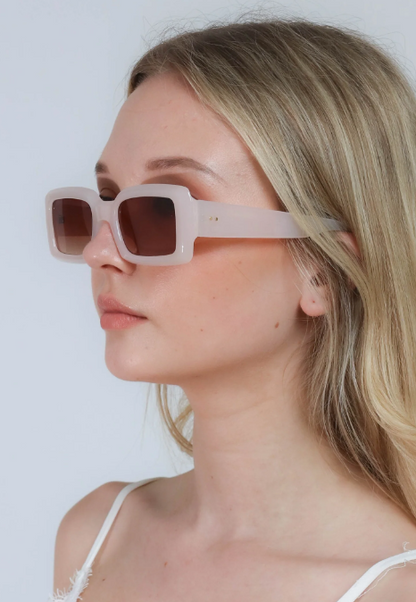 Occhiali da sole fashion con montatura rettangolare, ART2168, beige