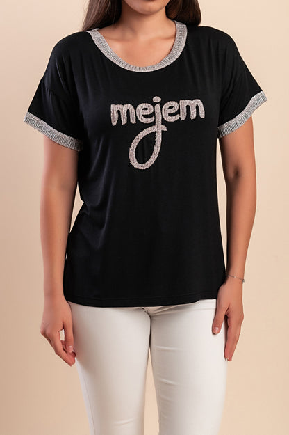 Maglietta con stampa, nera