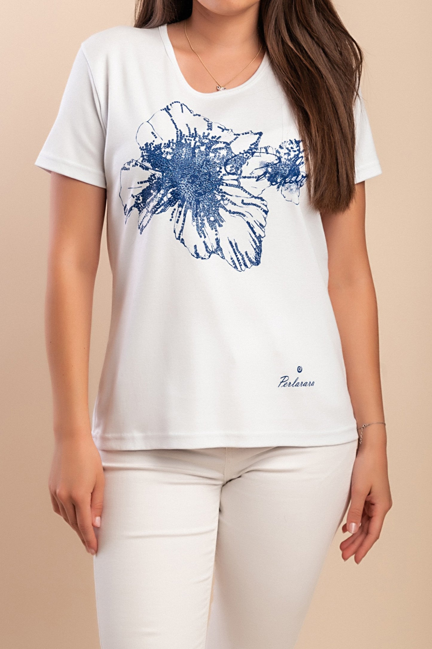 T-shirt in cotone con stampa, bianca