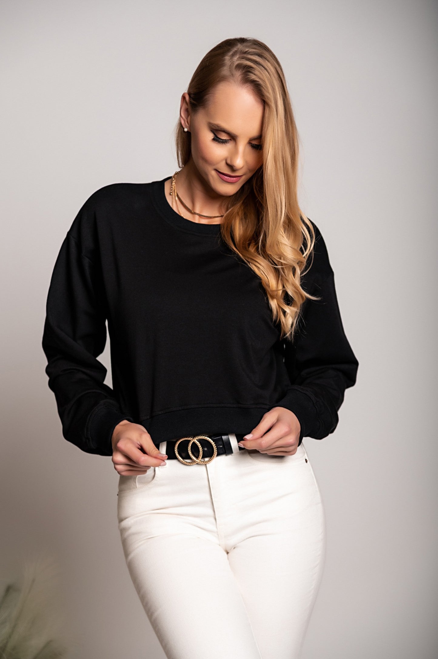 Maglietta sportiva a maniche lunghe in cotone  Avesta, nera